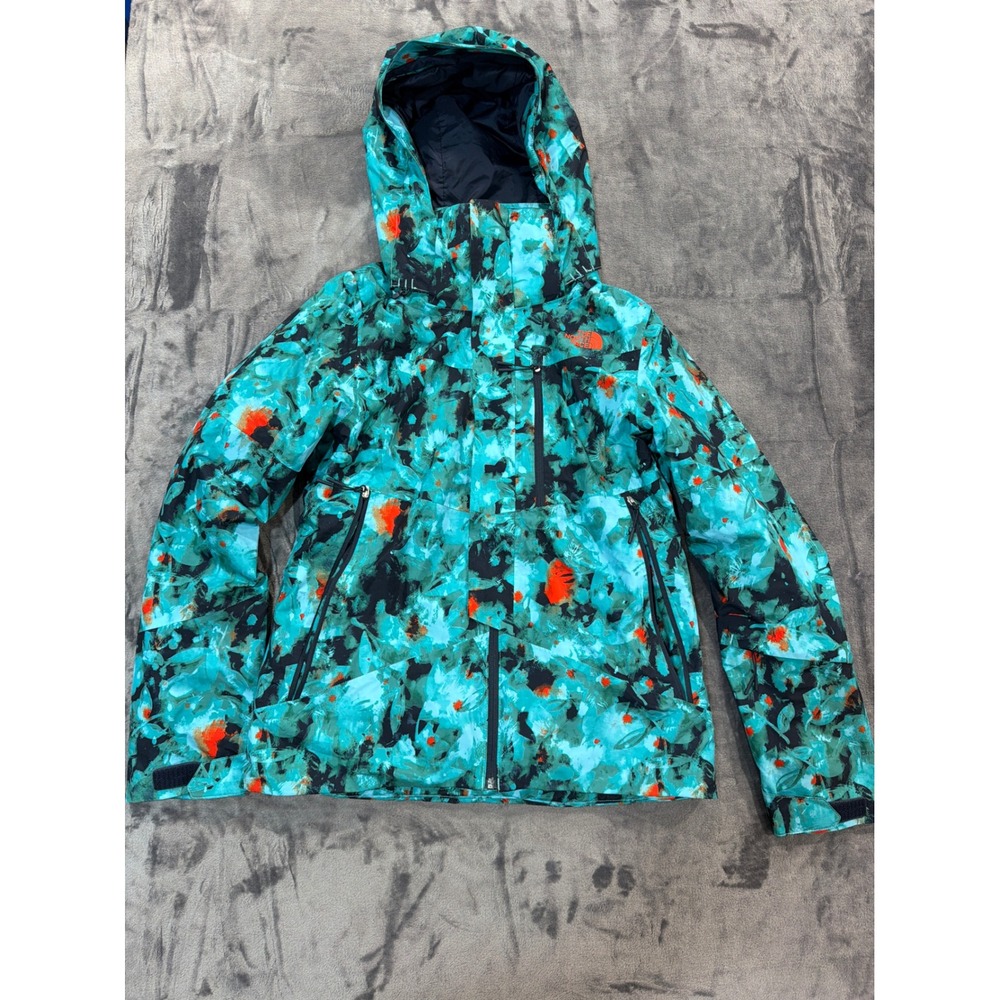 The North Face Ski Jacket Womens Turquoise Abstract Floral Print Shell Small